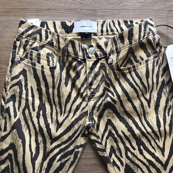 NWT Current/Elliott Zebra Jeans Y2K Street Style Cropped Straight Leg Size 24 - Picture 7 of 17